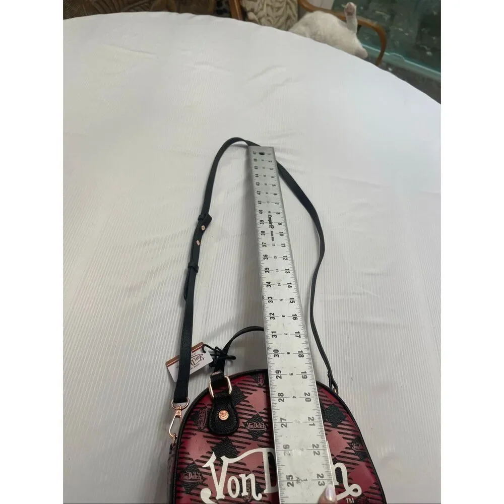 NWT Von Dutch Red Black Plaid Bowling Bag Crossbody Purse NIB New